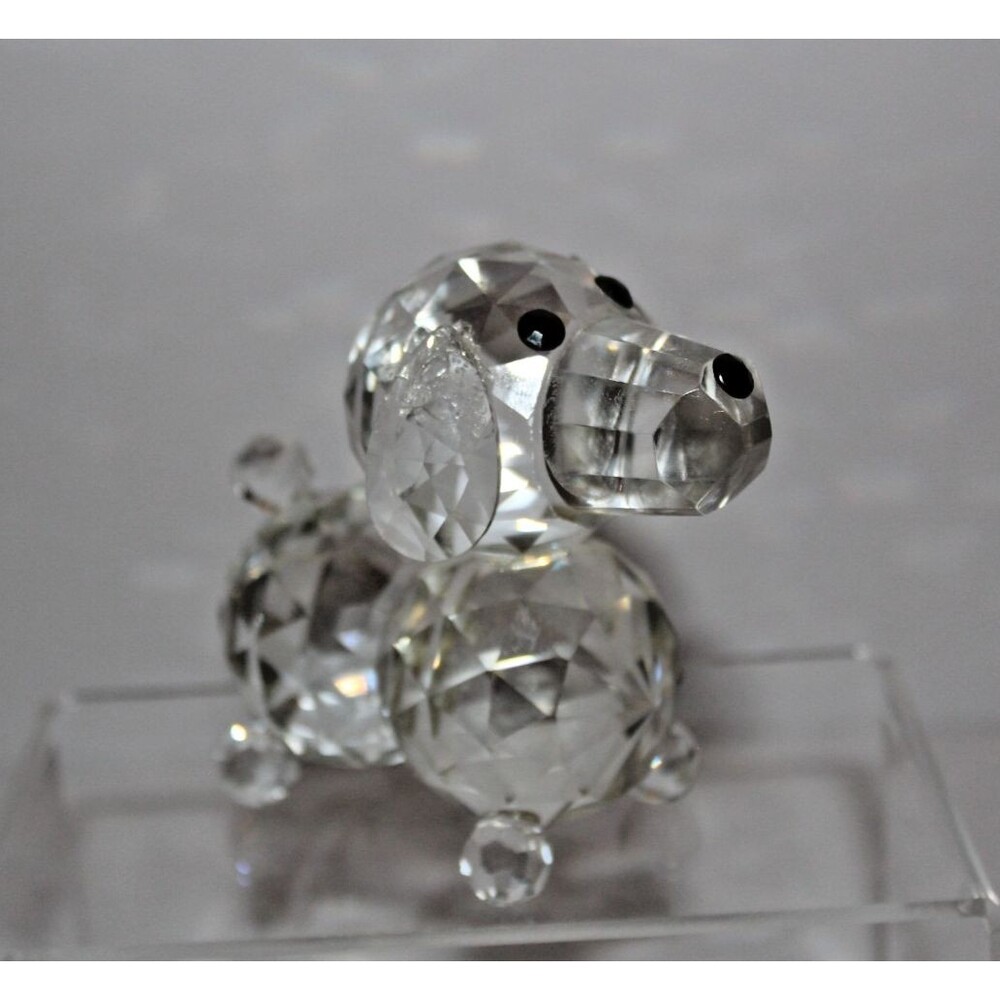 Small Crystal Standing Poodle Figurine Clear Cut Glass Dog Miniature